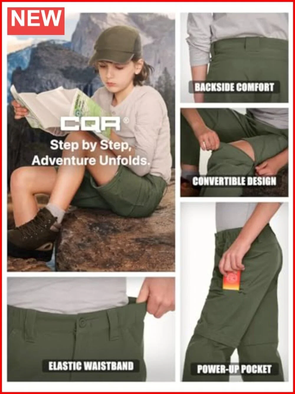 UPF 50+ Quick Dry Zip Off Hiking Cargo Pants for Kids